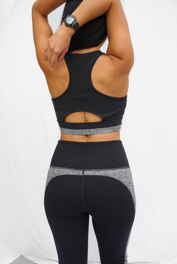 Gray athletic workout bra