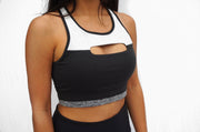 Gray athletic workout bra