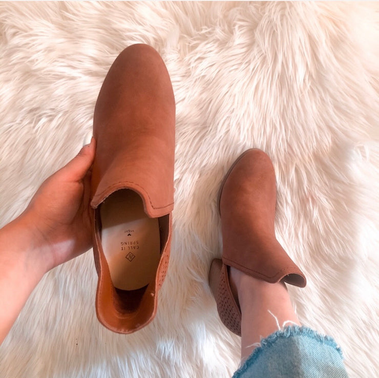 Call it Spring Brown Vegan Heeled Booties Sz 8